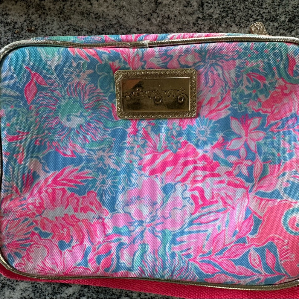 Lilly Pulitzer Pink and Blue Floral Women's Bag Crossbody Pouch Tote